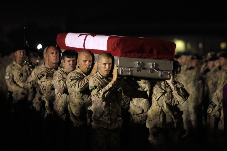 Canada's 50th casualty of the war in Afghanistan is sent home. 2005.